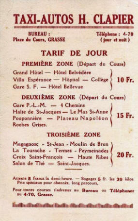 1928 Grasse taxi company advert
